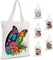 Paint by Numbers Tote Bag, Paint by Number Butterfly on Canvas, DIY Flower Canvas Bag for School Student Painted with Acrylic Paints 13.38x15.74 Inch